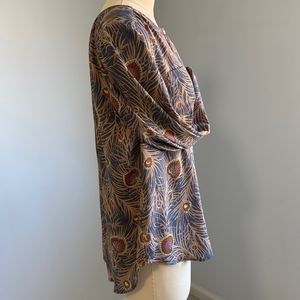 Loft Ann Taylor Women's Semi Sheer Peony Print Long-Sleeve Blouse SZS - Picture 13 of 16
